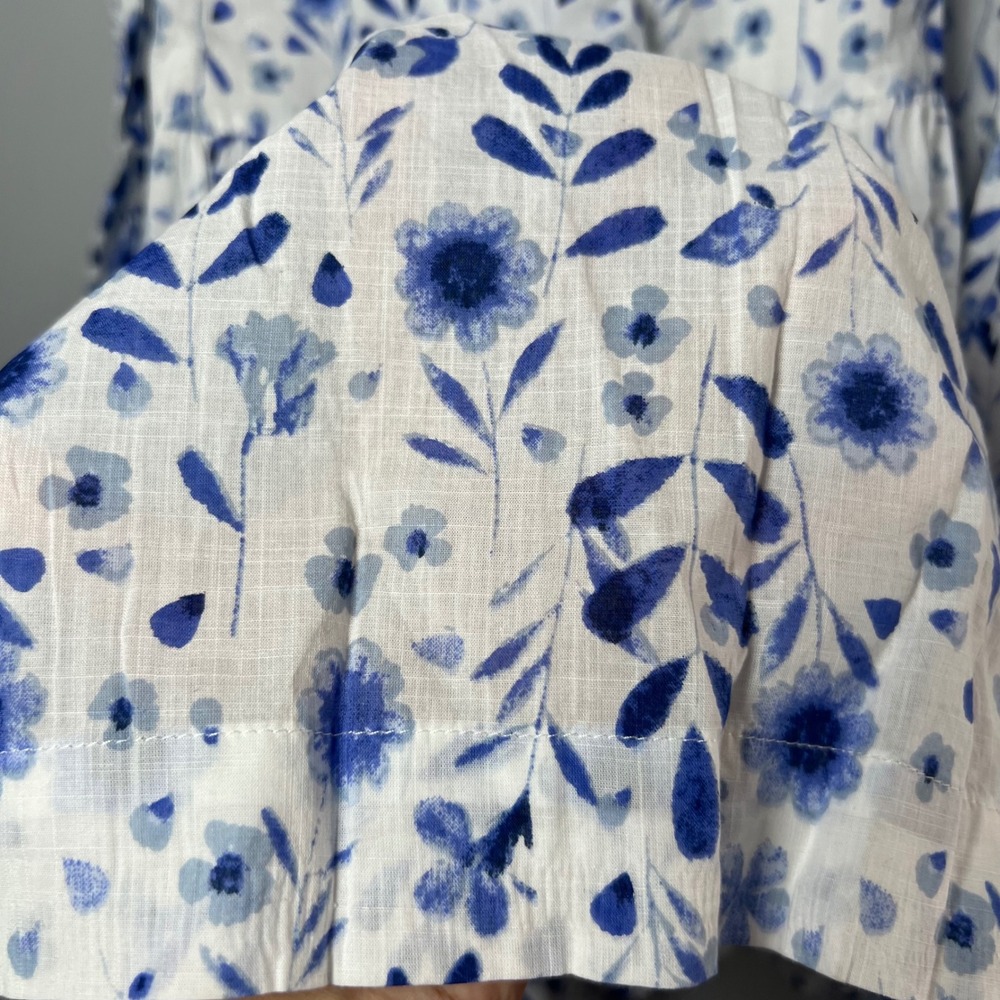 Gap Womens Tiered Maxi Skirt Blue Floral Cotton Lined Size 18 Cottage Fairy NEW